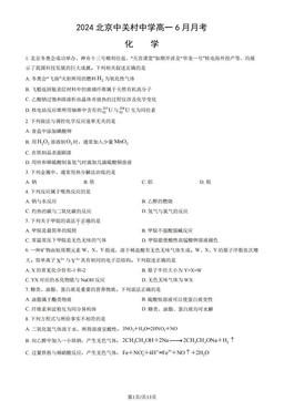 2024北京中关村中学高一6月月考化学（教师版）-答案