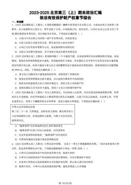 2023-2025北京高三（上）期末政治汇编：依法有效保护财产权章节综合-答案