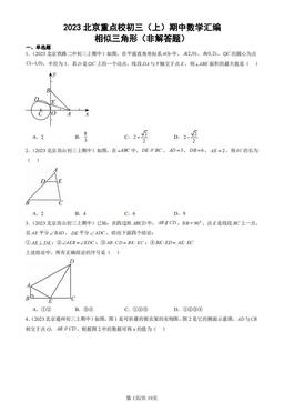 2023北京重点校初三（上）期中数学汇编：相似三角形（非解答题）-答案