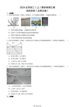 2024北京初二（上）期末物理汇编：光的折射（北师大版）-答案