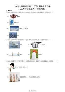 2024北京重点校初二（下）期中物理汇编：飞机为什么能上天（北师大版）-答案