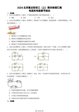 2024北京重点校初三（上）期末物理汇编：电流和电路章节综合-答案