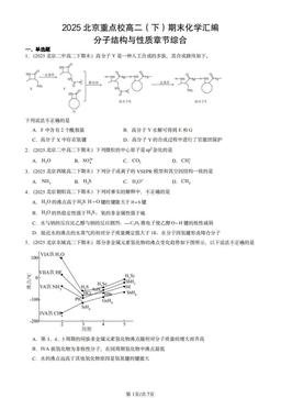 2025北京重点校高二（下）期末化学汇编：分子结构与性质章节综合-答案