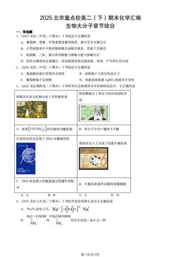 2025北京重点校高二（下）期末化学汇编：生物大分子章节综合-答案