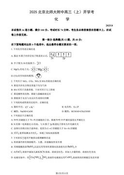 2025北京北师大附中高三（上）开学考化学（教师版）-答案