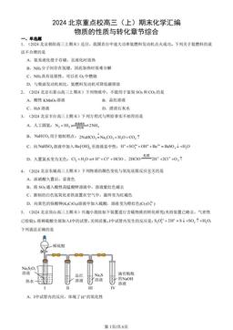 2024北京重点校高三（上）期末化学汇编：物质的性质与转化章节综合-答案