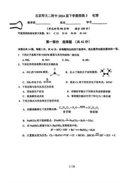 2024北京北师大二附中高三（下）统练三化学-答案