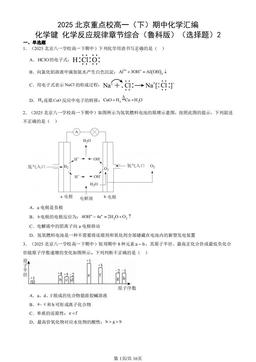 2025北京重点校高一（下）期中化学汇编：化学键 化学反应规律章节综合（鲁科版）（选择题）2-答案