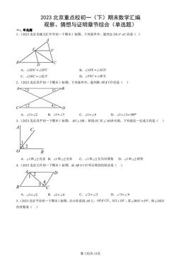 2023北京重点校初一（下）期末数学汇编：观察、猜想与证明章节综合（单选题）-答案