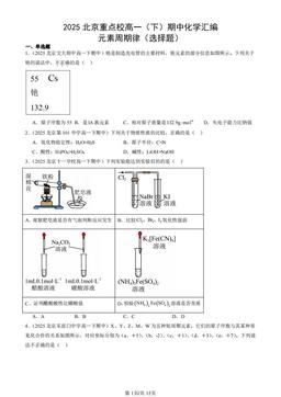 2025北京重点校高一（下）期中化学汇编：元素周期律（选择题）-答案