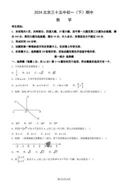 2024北京三十五中初一（下）期中数学（教师版）-答案