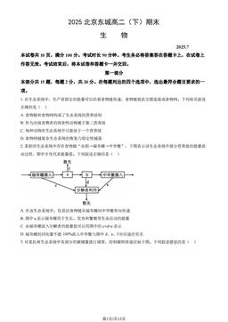 2025北京东城高二（下）期末生物（教师版）-答案