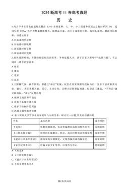 2024新高考II卷高考真题历史（教师版）-答案