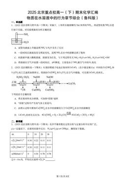 2025北京重点校高一（下）期末化学汇编：物质在水溶液中的行为章节综合（鲁科版）-答案