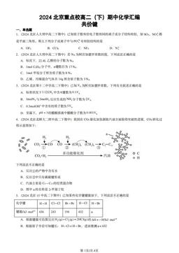 2024北京重点校高二（下）期中化学汇编：共价键-答案