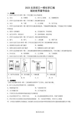 2023北京初三一模化学汇编：碳的世界章节综合-答案