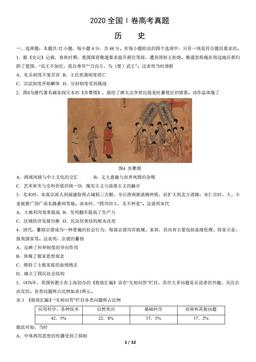 2020全国I卷高考真题历史（教师版）-答案