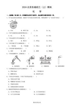 2024北京东城初三（上）期末化学（教师版）-答案