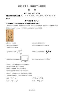 2025北京十一学校高三3月月考化学（教师版）-答案