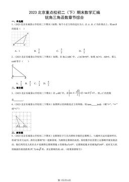 2023北京重点校初二（下）期末数学汇编：锐角三角函数章节综合-答案