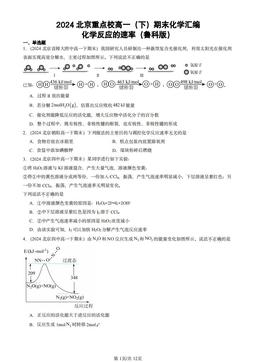 2024北京重点校高一（下）期末化学汇编：化学反应的速率（鲁科版）-答案