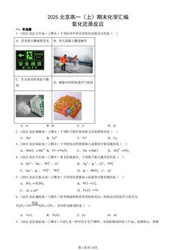 2025北京高一（上）期末化学汇编：氧化还原反应-答案