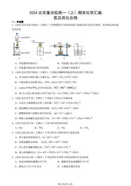 2024北京重点校高一（上）期末化学汇编：氮及其化合物-答案