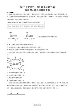 2022北京高二（下）期中生物汇编：重组DNA技术的基本工具-答案