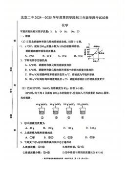 2025北京二中初三（下）段考四化学-试题