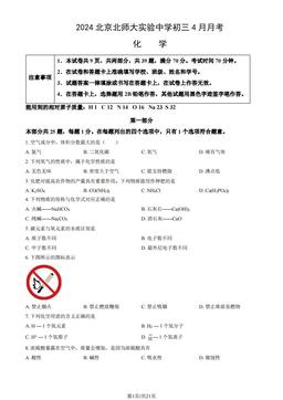 2024北京北师大实验中学初三4月月考化学（教师版）-答案