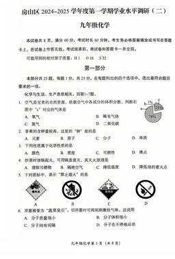 2025北京房山初三（上）期末化学-答案