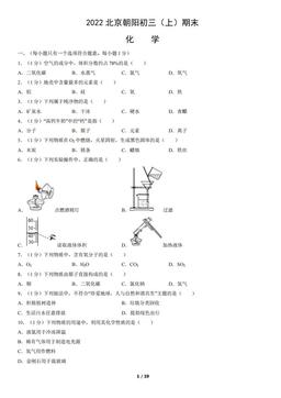 2022北京朝阳初三（上）期末化学（教师版）-答案