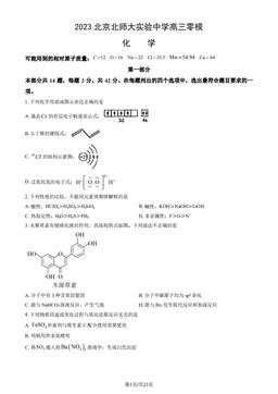 2023北京北师大实验中学高三零模化学（教师版）-答案