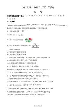 2023北京二中高三（下）开学考化学（教师版）-答案
