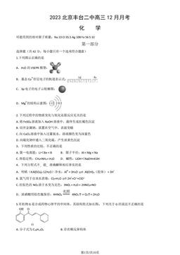 2023北京丰台二中高三12月月考化学（教师版）-答案