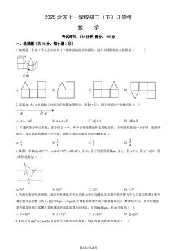 2025北京十一学校初三（下）开学考数学（教师版）-答案