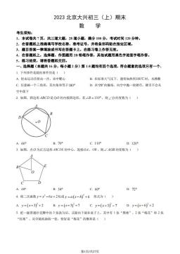 2023北京大兴初三（上）期末数学（教师版）-答案