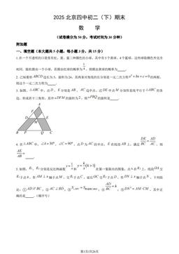 2025北京四中初二（下）期末数学（教师版）-答案