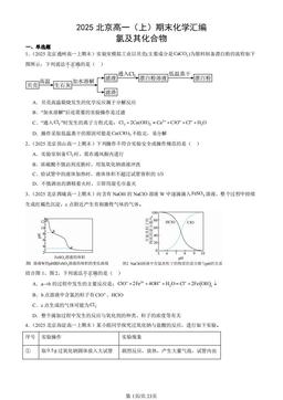 2025北京高一（上）期末化学汇编：氯及其化合物-答案