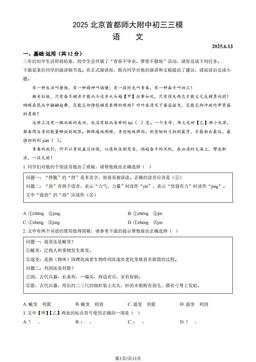 2025北京首都师大附中初三三模语文（教师版）-答案