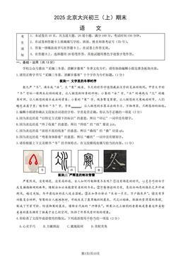 2025北京大兴初三（上）期末语文（教师版）-答案