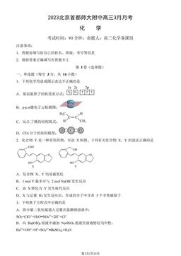 2023北京首都师大附中高三3月月考化学（教师版）-答案