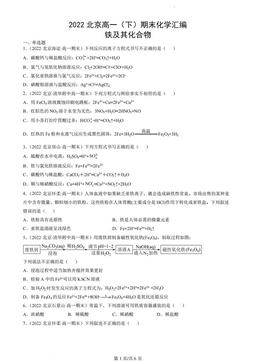 2022北京高一（下）期末化学汇编：铁及其化合物-答案
