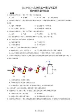 2022-2024北京初三一模化学汇编：碳的世界章节综合-答案