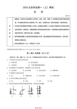 2025北京丰台高一（上）期末化学（教师版）-答案