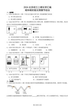 2024北京初三二模化学汇编：碳和碳的氧化物章节综合-答案