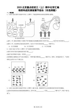 2023北京重点校初三（上）期中化学汇编：物质构成的奥秘章节综合（非选择题）-答案