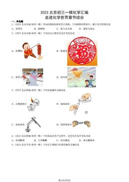 2023北京初三一模化学汇编：走进化学世界章节综合-答案
