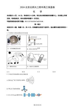 2024北京北师大二附中高三保温卷化学（教师版）-答案