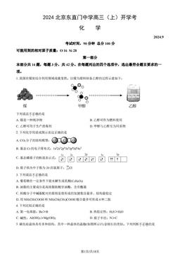 2024北京东直门中学高三（上）开学考化学（教师版）-答案